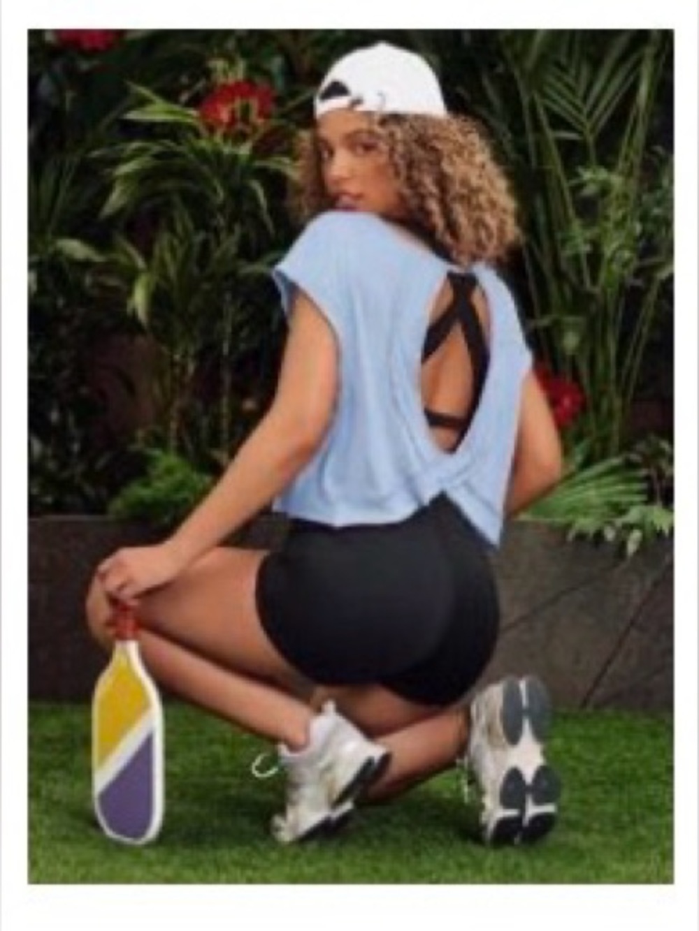 NWOT SHEIN VARSITIE Backless Cropped T-Shirt - Baby Blue - Sz L (8/10)